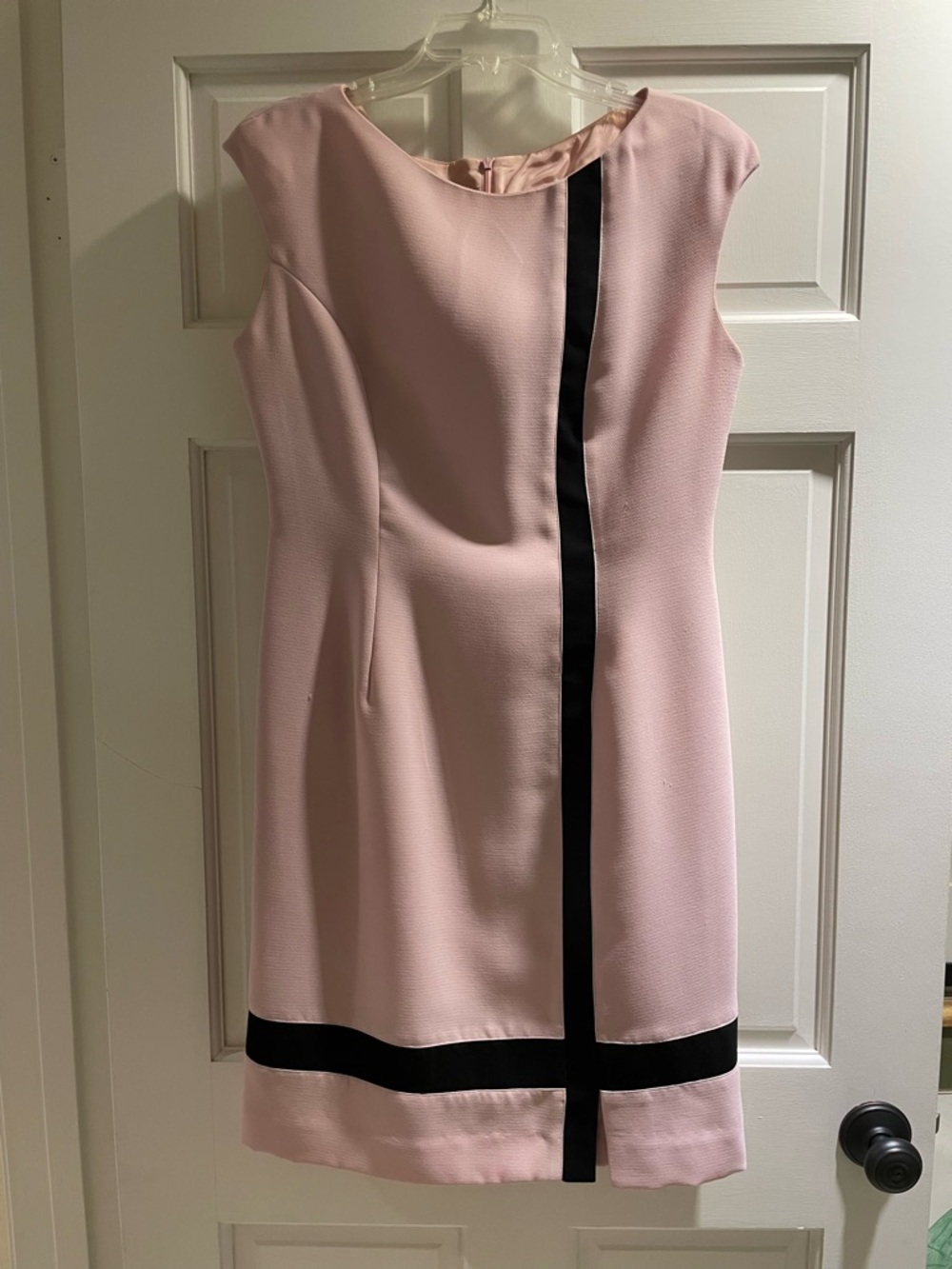 Vintage Jones New York Pink Shift Dress with Black Trim
